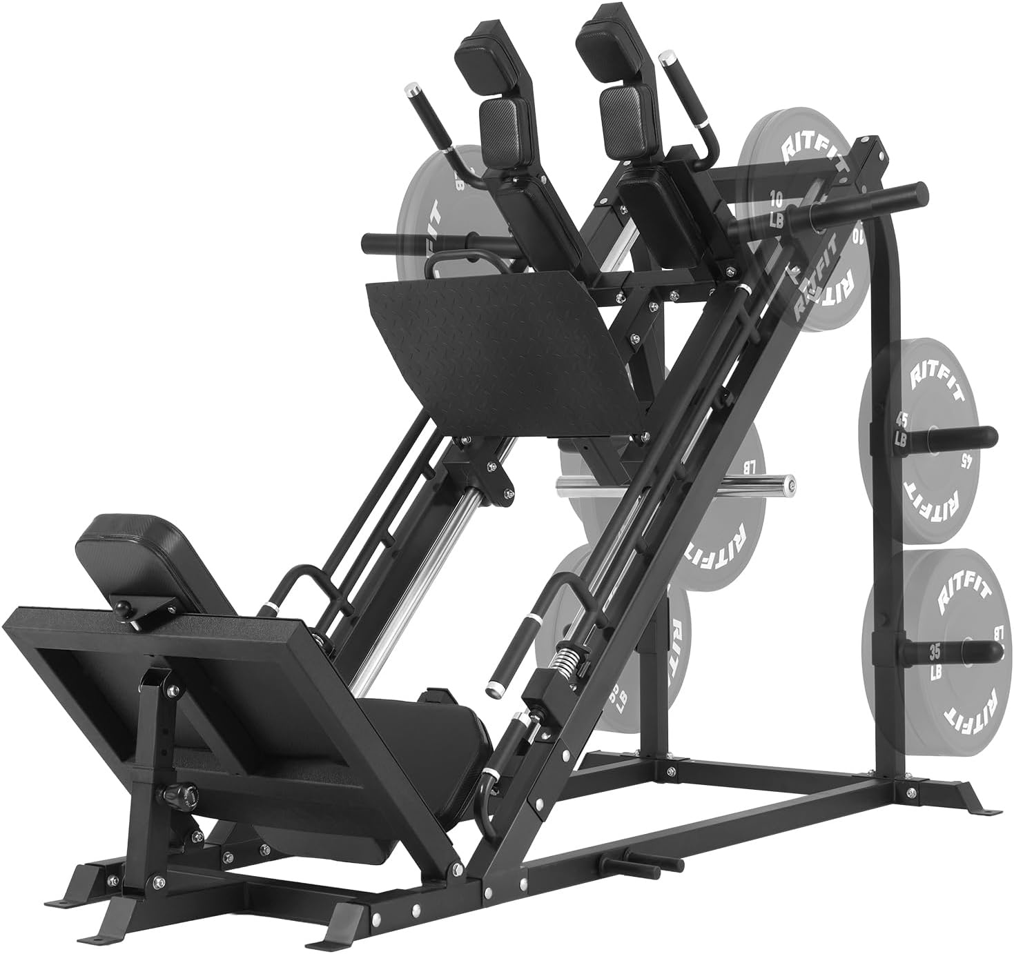image:imageRitFit 3in1 Leg Press Hack Squat Machine for Home Gym 1500LB Capacity Compact SpaceSaving Design with Multiple Hack Squat amp Leg Press AnglesBLACK