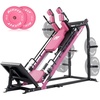 RitFit 3-in-1 Leg Press Hack Squat Machine for Home Gym, 1500LB Capacity, Compact Space-Saving Design with Multiple Hack Squat & Leg Press Angles(PINK(With 2x10lb Pink Weight Plates))
