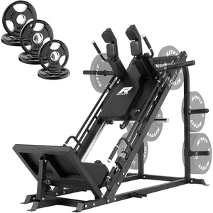 RitFit 3-in-1 Leg Press Hack Squat Machine for Home Gym, 1500LB Capacity, Compact Space-Saving Design with Multiple Hack Squat & Leg Press Angles(BLACK(With 35lb Rubber Weight Plates))
