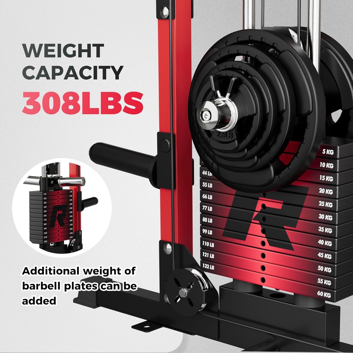 image:imageRitFit M1 Pro Smith Machine with Cable Crossover System MultiFunction Squat Rack Power Cage for Home Gym Power Rack and PackagesBLACK