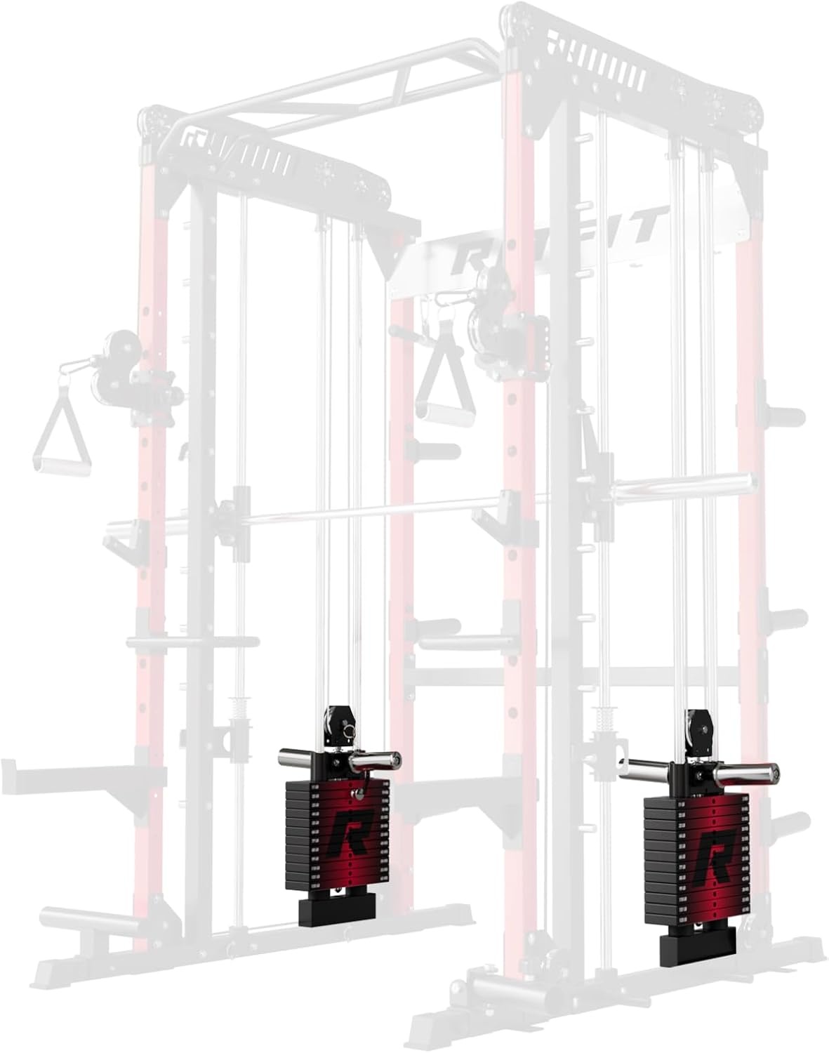 image:imageRitFit M1 Pro Smith Machine with Cable Crossover System MultiFunction Squat Rack Power Cage for Home Gym Power Rack and PackagesBLACK