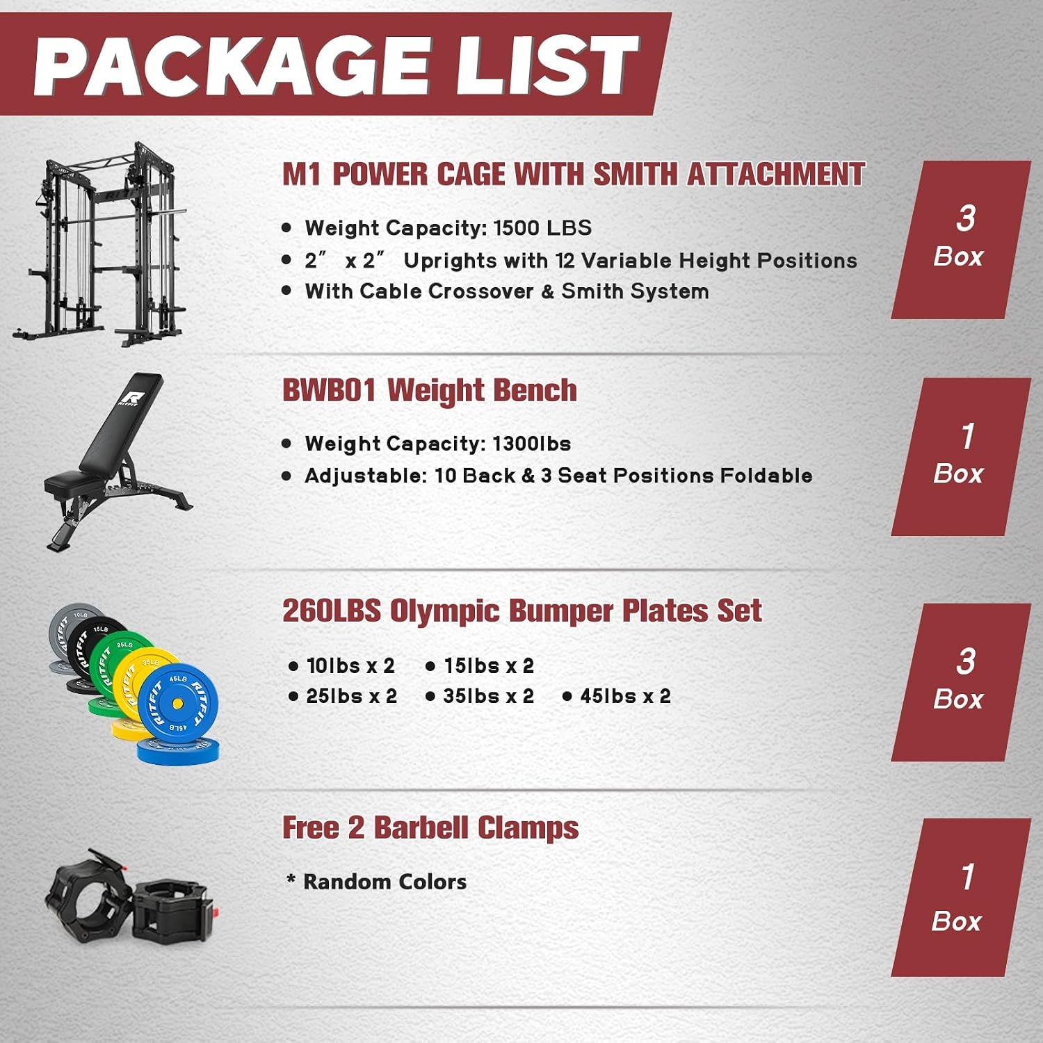 image:imageRitFit M1 Pro Smith Machine with Cable Crossover System MultiFunction Squat Rack Power Cage for Home Gym Power Rack and PackagesBLACK