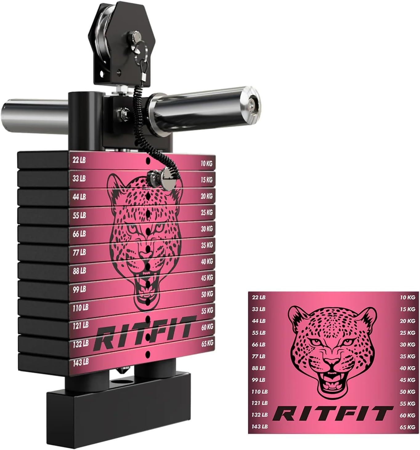 image:imageRitFit M1 Pro Smith Machine with Cable Crossover System MultiFunction Squat Rack Power Cage for Home Gym Power Rack and PackagesPINK