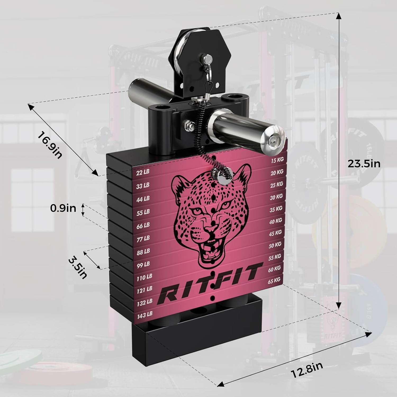 image:imageRitFit M1 Pro Smith Machine with Cable Crossover System MultiFunction Squat Rack Power Cage for Home Gym Power Rack and PackagesPINK