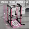 RitFit M1 Pro Smith Machine with Cable Crossover System, Multi-Function Squat Rack Power Cage for Home Gym, Power Rack and Packages(PINK)