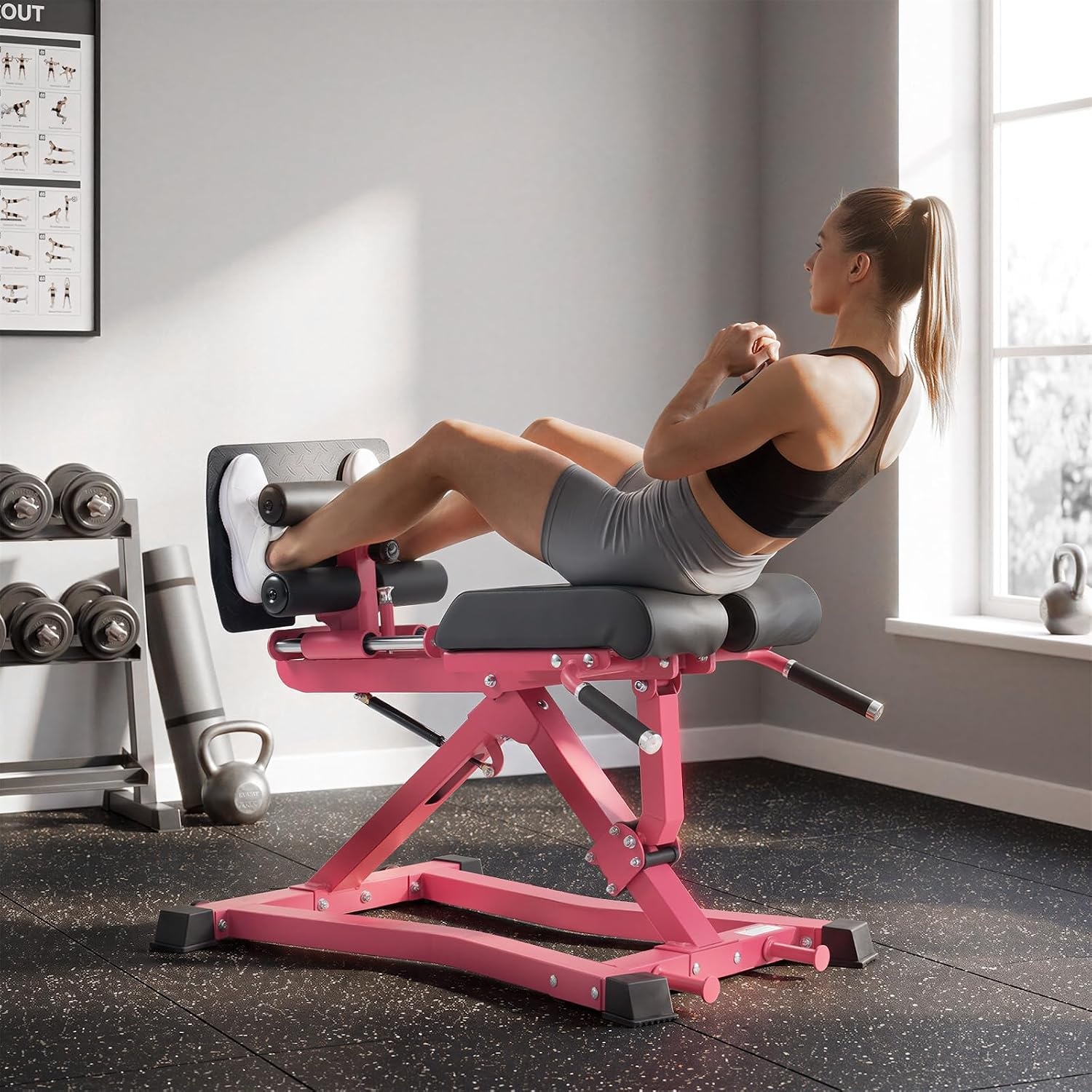 image:imageRitFit Back Extension Machine Roman Chair Hyperextension Bench for Home GymPink