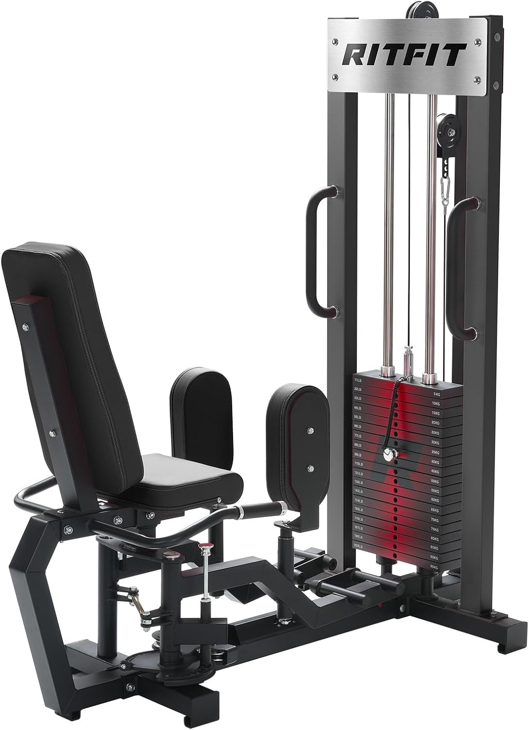 image:imageRitFit Hip Abductor and Adductor Machine 200 LB Weight Capacity For Home Gym Forward Support Handles 360 Degree Knee Pads 8Position Adjustment Compact 602 x 303 InchBLACK