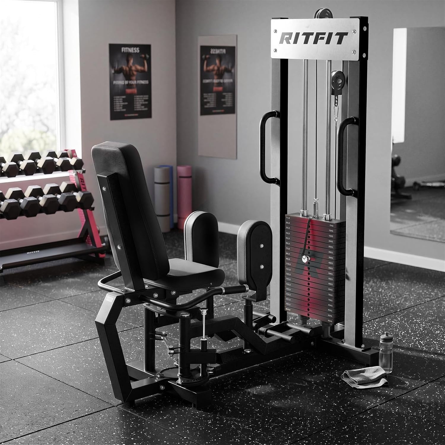 image:imageRitFit Hip Abductor and Adductor Machine 200 LB Weight Capacity For Home Gym Forward Support Handles 360 Degree Knee Pads 8Position Adjustment Compact 602 x 303 InchBLACK
