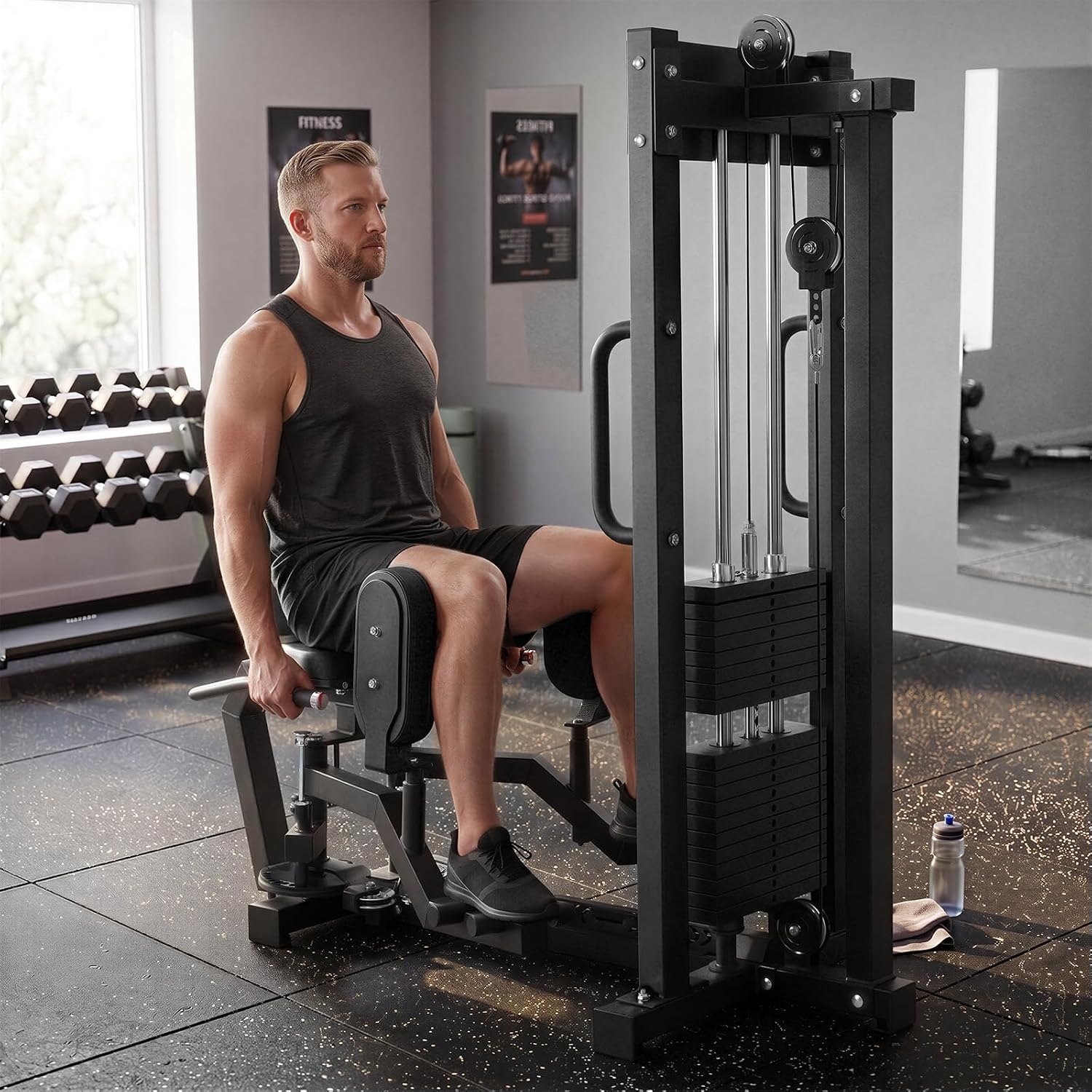 image:imageRitFit Hip Abductor and Adductor Machine 200 LB Weight Capacity For Home Gym Forward Support Handles 360 Degree Knee Pads 8Position Adjustment Compact 602 x 303 InchBLACK