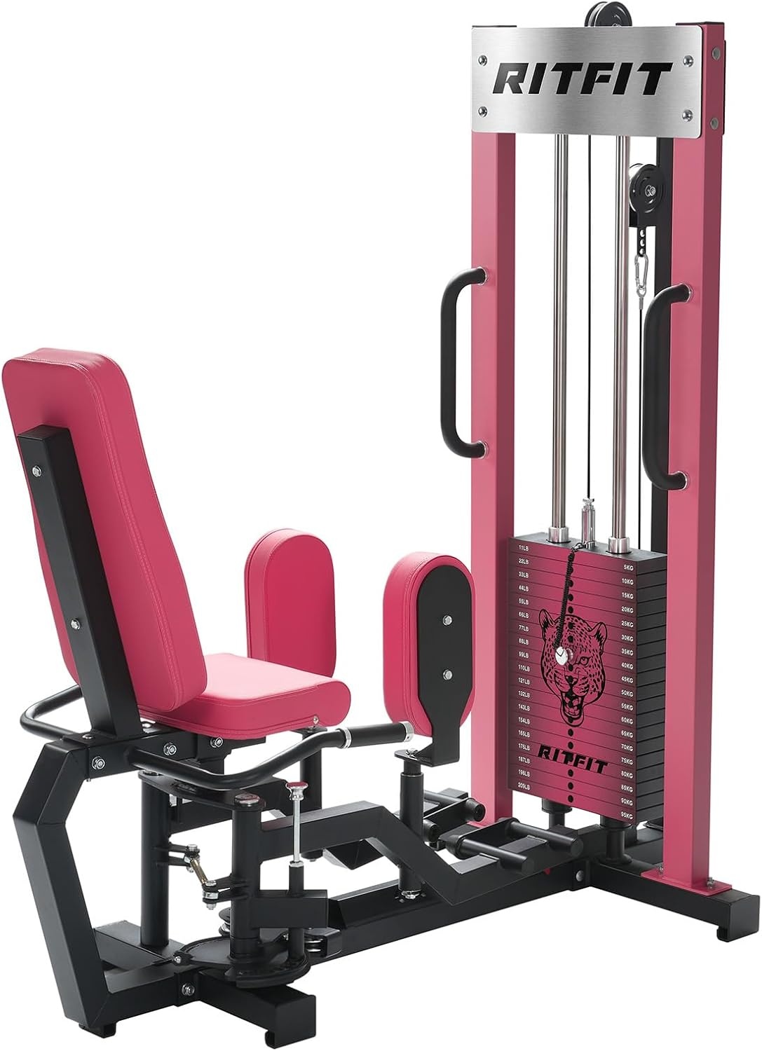 image:imageRitFit Hip Abductor and Adductor Machine 200 LB Weight Capacity For Home Gym Forward Support Handles 360 Degree Knee Pads 8Position Adjustment Compact 602 x 303 InchPINK