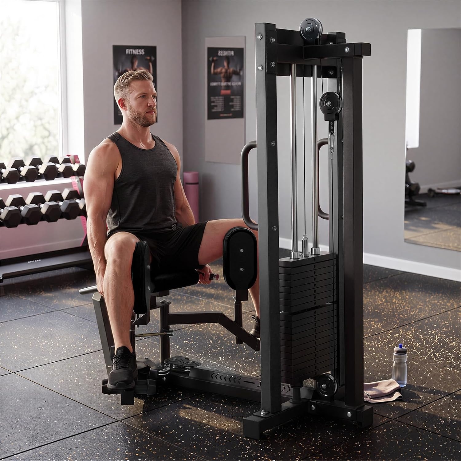 image:imageRitFit Hip Abductor and Adductor Machine 200 LB Weight Capacity For Home Gym Forward Support Handles 360 Degree Knee Pads 8Position Adjustment Compact 602 x 303 InchBLACK