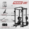 RitFit PPC-P3 Power Cage with Cable Crossover System, 1200LB Capacity | LAT Pulldown & Cable Crossover System with Bumper Plate Set, Olympic Barbell, Bench(Black)