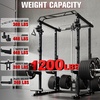 RitFit PPC-P3 Power Cage with Cable Crossover System, 1200LB Capacity | LAT Pulldown & Cable Crossover System with Bumper Plate Set, Olympic Barbell, Bench(Black)