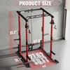 RitFit PPC-P3 Power Cage with Cable Crossover System, 1200LB Capacity | LAT Pulldown & Cable Crossover System with Bumper Plate Set, Olympic Barbell, Bench(Red)