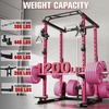 RitFit PPC-P3 Power Cage with Cable Crossover System, 1200LB Capacity | LAT Pulldown & Cable Crossover System with Bumper Plate Set, Olympic Barbell, Bench(Pink)