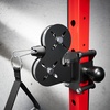 RitFit PPC-P3 Power Cage with Cable Crossover System, 1200LB Capacity | LAT Pulldown & Cable Crossover System with Bumper Plate Set, Olympic Barbell, Bench(Red)
